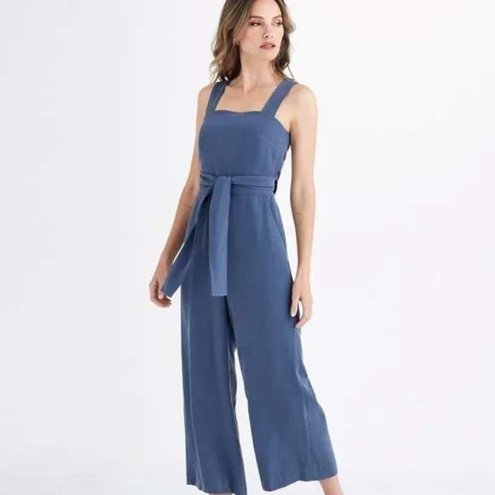 Vetta Capsule Slate Blue 100% Tencel Convertible Multi-Way‎ Wide Leg Jumpsuit 8